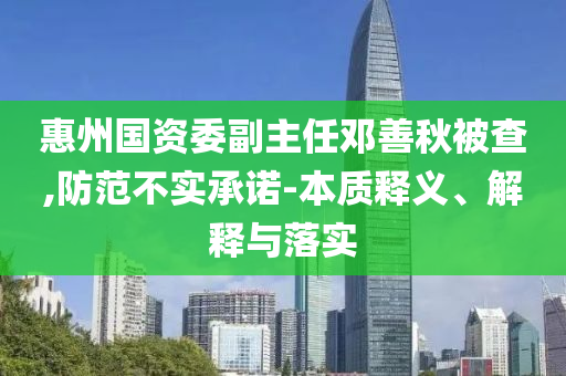 惠州國資委副主任鄧善秋被查,防范不實承諾-本質(zhì)釋義、解釋與落實