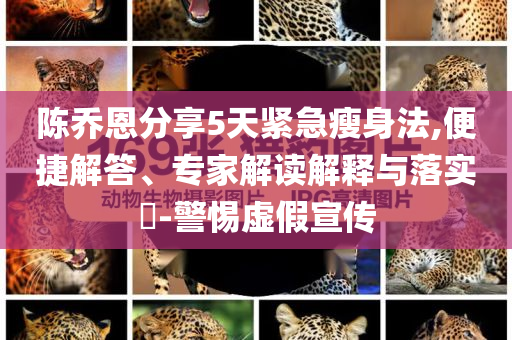 陳喬恩分享5天緊急瘦身法,便捷解答、專家解讀解釋與落實?-警惕虛假宣傳