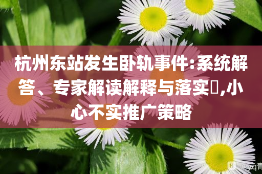杭州東站發(fā)生臥軌事件:系統(tǒng)解答、專家解讀解釋與落實(shí)?,小心不實(shí)推廣策略