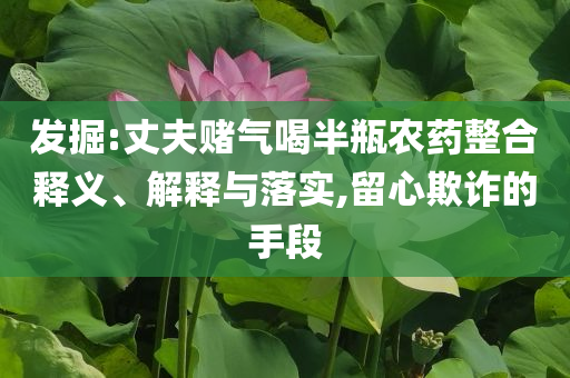 發(fā)掘:丈夫賭氣喝半瓶農(nóng)藥整合釋義、解釋與落實,留心欺詐的手段