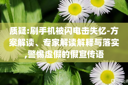 質(zhì)疑:刷手機(jī)被閃電擊失憶-方案解讀、專家解讀解釋與落實(shí),警惕虛假的假宣傳語