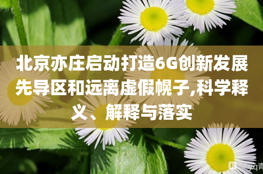北京亦莊啟動打造6G創(chuàng)新發(fā)展先導(dǎo)區(qū)和遠離虛假幌子,科學釋義、解釋與落實