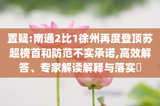 置疑:南通2比1徐州再度登頂蘇超榜首和防范不實承諾,高效解答、專家解讀解釋與落實?