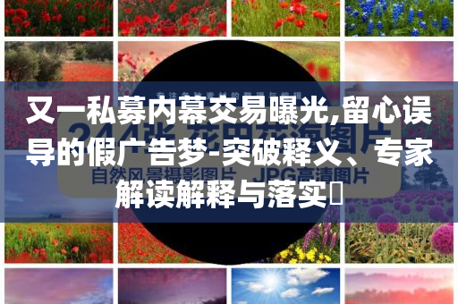 又一私募內(nèi)幕交易曝光,留心誤導(dǎo)的假廣告夢-突破釋義、專家解讀解釋與落實(shí)?