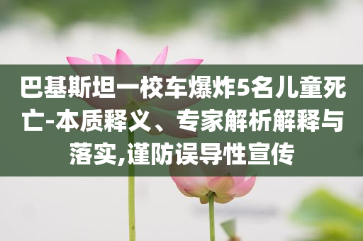 巴基斯坦一校車爆炸5名兒童死亡-本質(zhì)釋義、專家解析解釋與落實,謹(jǐn)防誤導(dǎo)性宣傳