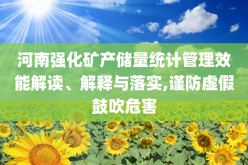 河南強(qiáng)化礦產(chǎn)儲(chǔ)量統(tǒng)計(jì)管理效能解讀、解釋與落實(shí),謹(jǐn)防虛假鼓吹危害