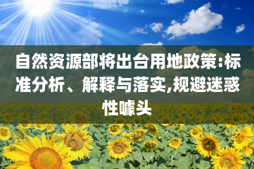 自然資源部將出臺(tái)用地政策:標(biāo)準(zhǔn)分析、解釋與落實(shí),規(guī)避迷惑性噱頭