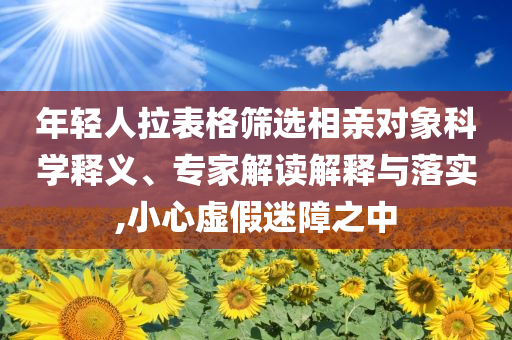 年輕人拉表格篩選相親對(duì)象科學(xué)釋義、專家解讀解釋與落實(shí),小心虛假迷障之中
