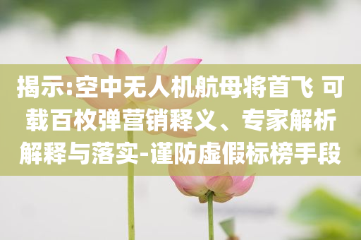 揭示:空中無人機(jī)航母將首飛 可載百枚彈營銷釋義、專家解析解釋與落實(shí)-謹(jǐn)防虛假標(biāo)榜手段