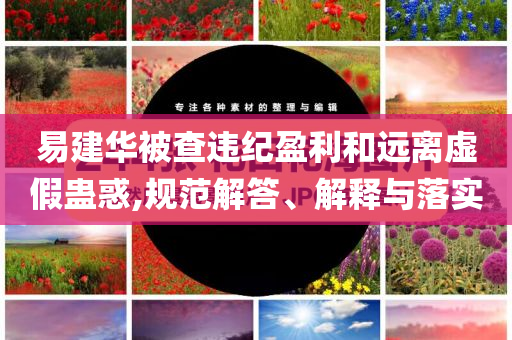 易建華被查違紀(jì)盈利和遠(yuǎn)離虛假蠱惑,規(guī)范解答、解釋與落實(shí)