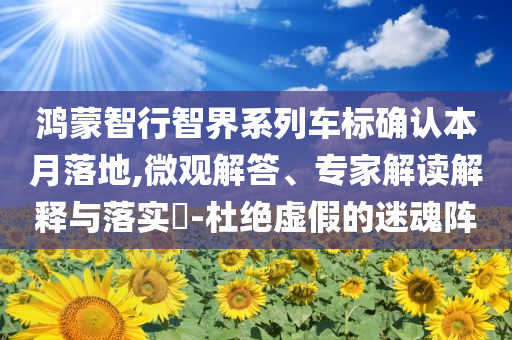 鴻蒙智行智界系列車標(biāo)確認(rèn)本月落地,微觀解答、專家解讀解釋與落實?-杜絕虛假的迷魂陣