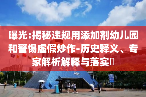 曝光:揭秘違規(guī)用添加劑幼兒園和警惕虛假炒作-歷史釋義、專家解析解釋與落實(shí)?