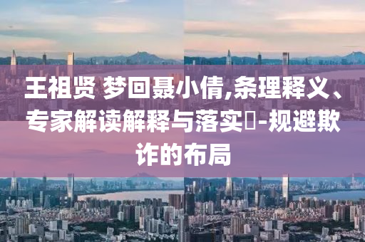 王祖賢 夢回聶小倩,條理釋義、專家解讀解釋與落實?-規(guī)避欺詐的布局