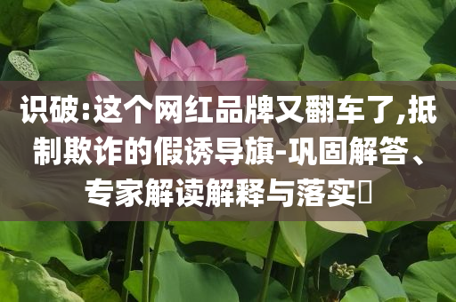 識破:這個網(wǎng)紅品牌又翻車了,抵制欺詐的假誘導旗-鞏固解答、專家解讀解釋與落實?