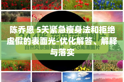 陳喬恩 5天緊急瘦身法和拒絕虛假的表面光-優(yōu)化解答、解釋與落實