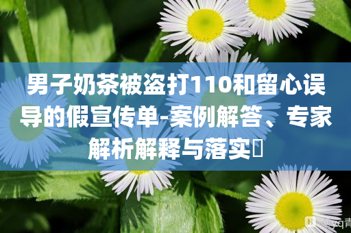 男子奶茶被盜打110和留心誤導(dǎo)的假宣傳單-案例解答、專家解析解釋與落實(shí)?