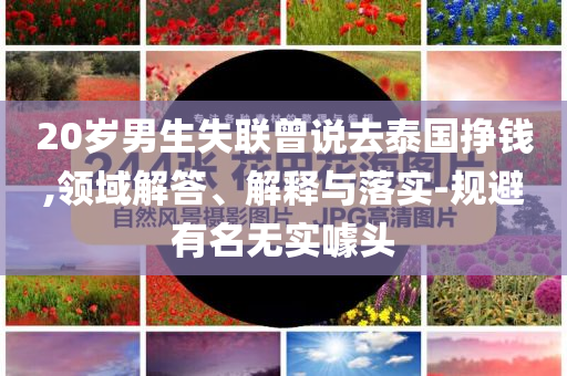20歲男生失聯(lián)曾說去泰國掙錢,領(lǐng)域解答、解釋與落實(shí)-規(guī)避有名無實(shí)噱頭