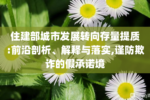 住建部城市發(fā)展轉(zhuǎn)向存量提質(zhì):前沿剖析、解釋與落實(shí),謹(jǐn)防欺詐的假承諾境