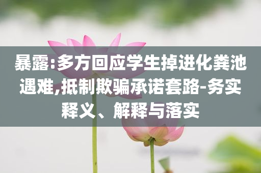暴露:多方回應學生掉進化糞池遇難,抵制欺騙承諾套路-務實釋義、解釋與落實