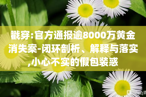 戳穿:官方通報逾8000萬黃金消失案-閉環(huán)剖析、解釋與落實,小心不實的假包裝惑