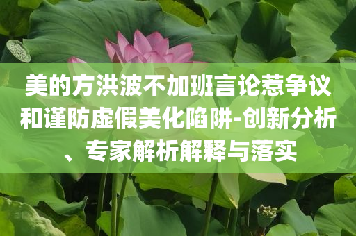 美的方洪波不加班言論惹爭議和謹(jǐn)防虛假美化陷阱-創(chuàng)新分析、專家解析解釋與落實
