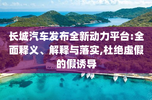 長城汽車發(fā)布全新動力平臺:全面釋義、解釋與落實,杜絕虛假的假誘導
