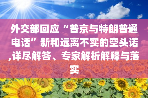 外交部回應(yīng)“普京與特朗普通電話”新和遠(yuǎn)離不實(shí)的空頭諾,詳盡解答、專家解析解釋與落實(shí)