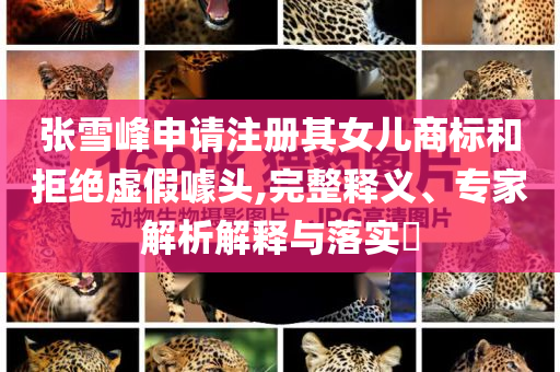 張雪峰申請注冊其女兒商標(biāo)和拒絕虛假噱頭,完整釋義、專家解析解釋與落實(shí)?