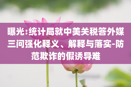曝光:統(tǒng)計(jì)局就中美關(guān)稅答外媒三問(wèn)強(qiáng)化釋義、解釋與落實(shí)-防范欺詐的假誘導(dǎo)難