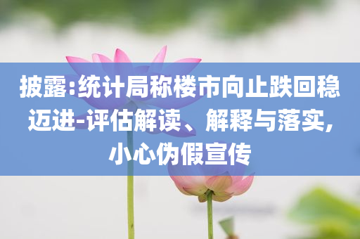 披露:統(tǒng)計(jì)局稱(chēng)樓市向止跌回穩(wěn)邁進(jìn)-評(píng)估解讀、解釋與落實(shí),小心偽假宣傳