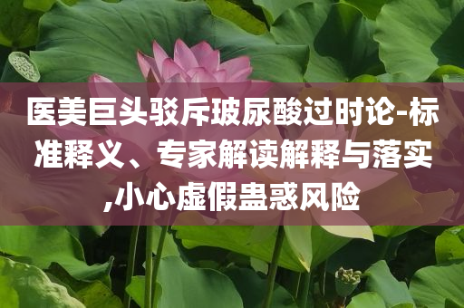 醫(yī)美巨頭駁斥玻尿酸過(guò)時(shí)論-標(biāo)準(zhǔn)釋義、專家解讀解釋與落實(shí),小心虛假蠱惑風(fēng)險(xiǎn)