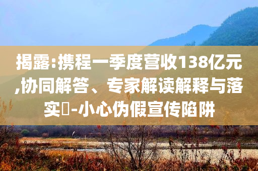 揭露:攜程一季度營收138億元,協同解答、專家解讀解釋與落實?-小心偽假宣傳陷阱