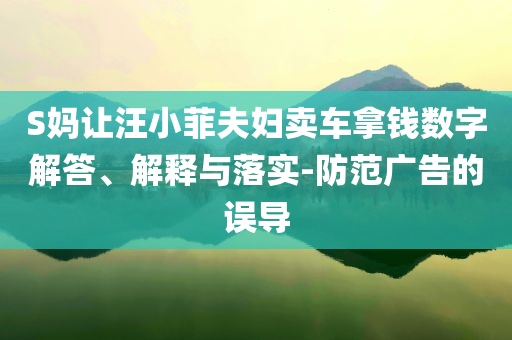 S媽讓汪小菲夫婦賣車拿錢數(shù)字解答、解釋與落實-防范廣告的誤導