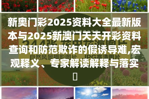 新奧門彩2025資料大全最新版本與2025新澳門天天開彩資料查詢和防范欺詐的假誘導難,宏觀釋義、專家解讀解釋與落實?