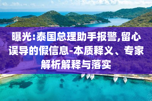 曝光:泰國總理助手報(bào)警,留心誤導(dǎo)的假信息-本質(zhì)釋義、專家解析解釋與落實(shí)