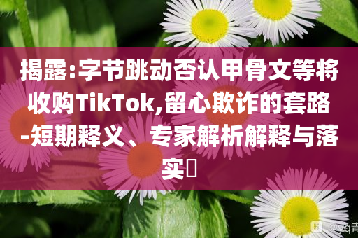 揭露:字節(jié)跳動(dòng)否認(rèn)甲骨文等將收購TikTok,留心欺詐的套路-短期釋義、專家解析解釋與落實(shí)?