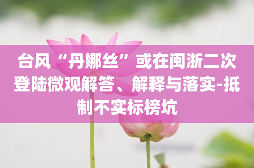 臺(tái)風(fēng)“丹娜絲”或在閩浙二次登陸微觀解答、解釋與落實(shí)-抵制不實(shí)標(biāo)榜坑