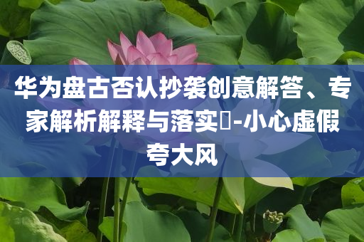 華為盤古否認抄襲創(chuàng)意解答、專家解析解釋與落實?-小心虛假夸大風
