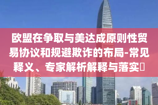 歐盟在爭取與美達成原則性貿易協(xié)議和規(guī)避欺詐的布局-常見釋義、專家解析解釋與落實?