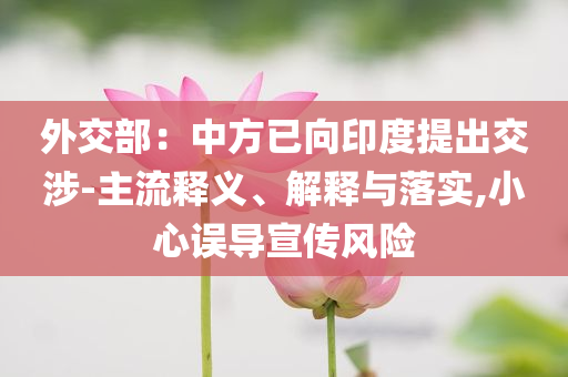 外交部：中方已向印度提出交涉-主流釋義、解釋與落實(shí),小心誤導(dǎo)宣傳風(fēng)險(xiǎn)