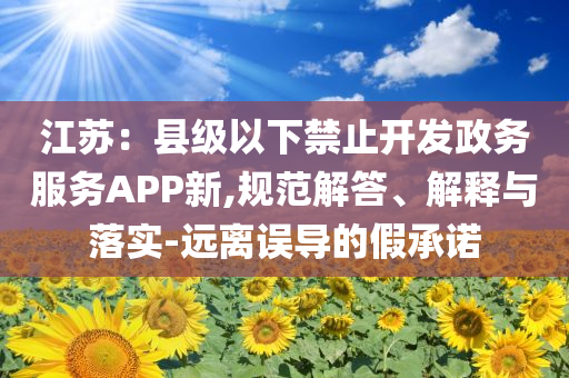 江蘇：縣級(jí)以下禁止開發(fā)政務(wù)服務(wù)APP新,規(guī)范解答、解釋與落實(shí)-遠(yuǎn)離誤導(dǎo)的假承諾