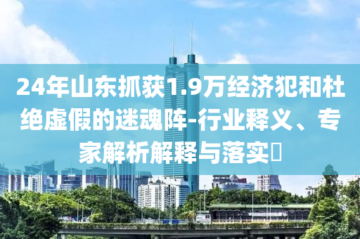 24年山東抓獲1.9萬經(jīng)濟犯和杜絕虛假的迷魂陣-行業(yè)釋義、專家解析解釋與落實?