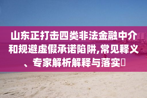 山東正打擊四類非法金融中介和規(guī)避虛假承諾陷阱,常見釋義、專家解析解釋與落實?
