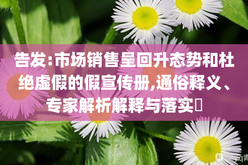 告發(fā):市場銷售呈回升態(tài)勢和杜絕虛假的假宣傳冊,通俗釋義、專家解析解釋與落實?