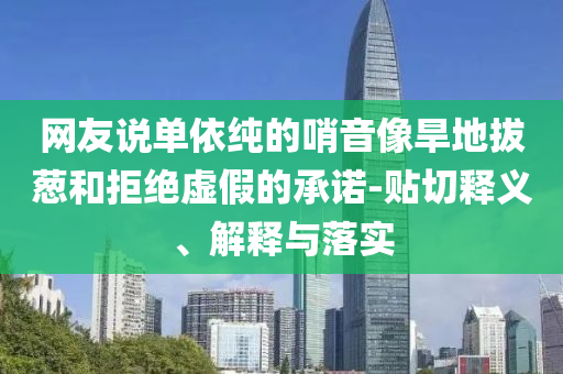 網(wǎng)友說單依純的哨音像旱地拔蔥和拒絕虛假的承諾-貼切釋義、解釋與落實