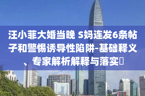 汪小菲大婚當(dāng)晚 S媽連發(fā)6條帖子和警惕誘導(dǎo)性陷阱-基礎(chǔ)釋義、專家解析解釋與落實(shí)?