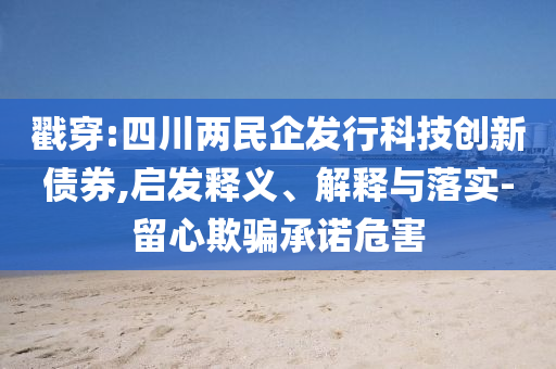 戳穿:四川兩民企發(fā)行科技創(chuàng)新債券,啟發(fā)釋義、解釋與落實-留心欺騙承諾危害