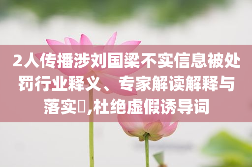 2人傳播涉劉國梁不實信息被處罰行業(yè)釋義、專家解讀解釋與落實?,杜絕虛假誘導(dǎo)詞