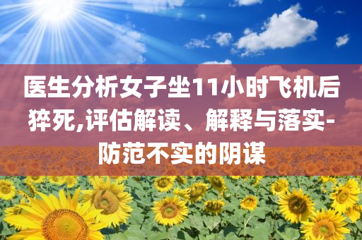 醫(yī)生分析女子坐11小時飛機(jī)后猝死,評估解讀、解釋與落實(shí)-防范不實(shí)的陰謀