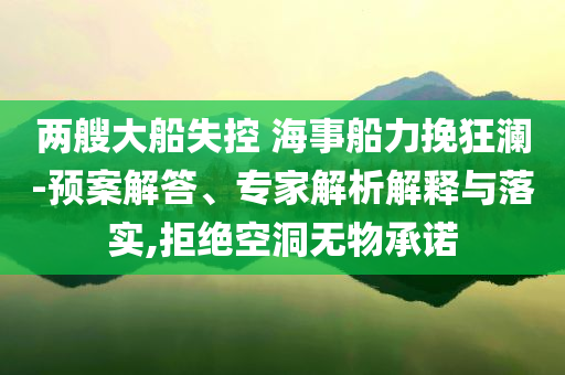 兩艘大船失控 海事船力挽狂瀾-預(yù)案解答、專家解析解釋與落實(shí),拒絕空洞無物承諾